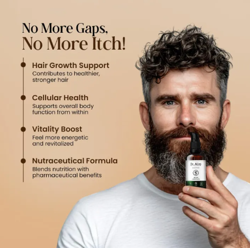 Dr. Alies Professional Beard Growth Oil for Men | Natural Beard Growth Serum with Rosemary, Castor & Herbal Oils | Helps Fill Patchy Beard, Strengthens Hair Roots, Softens & Conditions Beard | Promotes Thicker, Fuller, Healthier Beard Growth